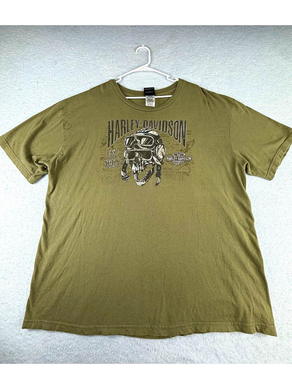 Harley-Davidson Men's Skull Graphic T-Shirt Olive Green Size 2XL